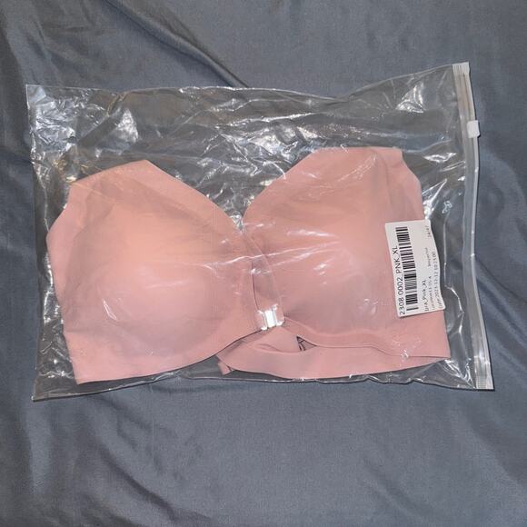 ChiCup Comfort Adjustable Straps Deep V Front Button Pink Wireless Bra NWT!!! - Picture 6 of 7